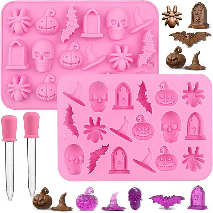 2pcs Halloween Silicone Mould 3D Chocolates Candy Gummy Molds | Amazon (US)
