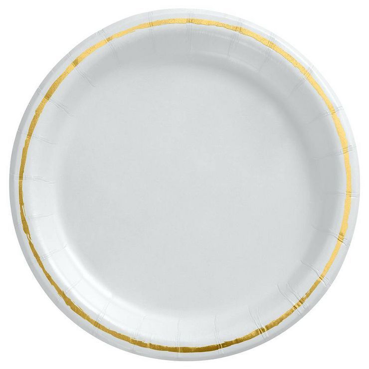 6.75" Snack Paper Plate White/Gold - Spritz™ | Target