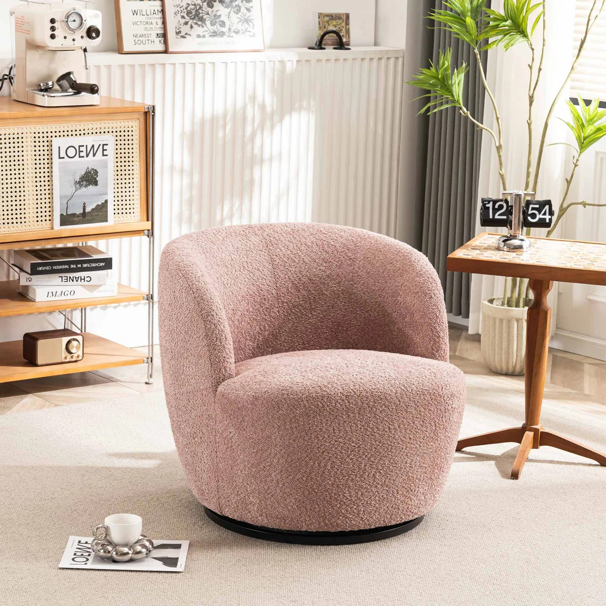 Hadriel Small Swivel Chair,Full Assembled Boucle Upholstered Fabric Barrel Chair,Small Space Armc... | Wayfair North America