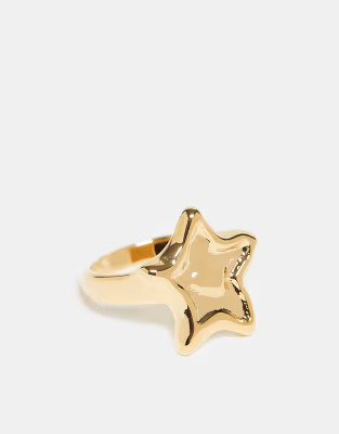 ASOS DESIGN waterproof stainless steel ring with star design in gold tone | ASOS | ASOS (Global)