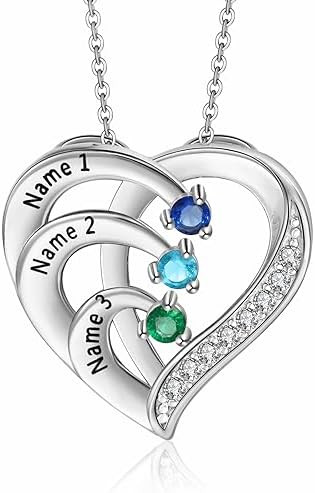 Jewelstruck Personalized Mothers Necklace with Birthstones Sterling Silver Necklace for Women Eng... | Amazon (US)