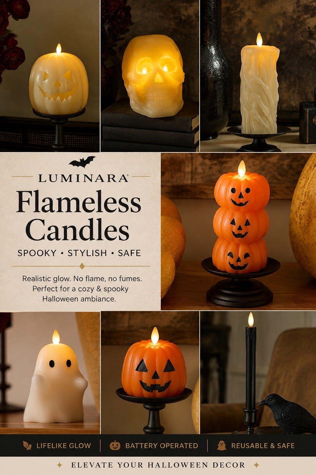 @luminara Create a warm, spooky glow with Luminara flameless Halloween candles. These decorative flameless candles add cozy ambiance to Halloween home decor, from glowing pumpkins and ghosts to skulls and eerie candlelight displays.
use my code FEARLESSMERMAID10 for 10% off