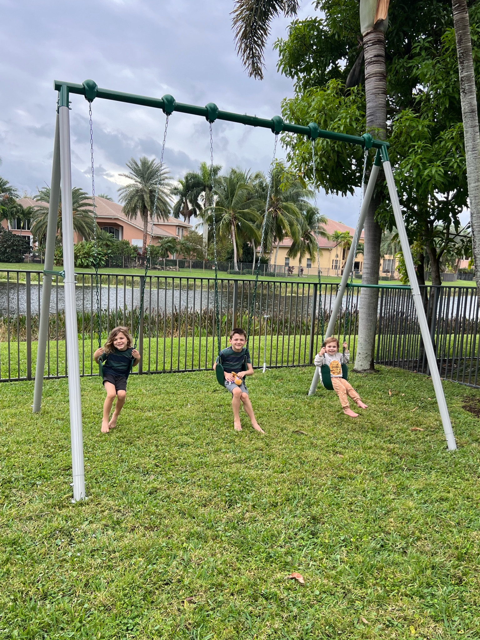 9.5 ft extra large swing set 3 seats backyard play fun 3 kids

Easy assembly
Max weight is 300 lbs

#LTKSeasonal #LTKkids #LTKfamily