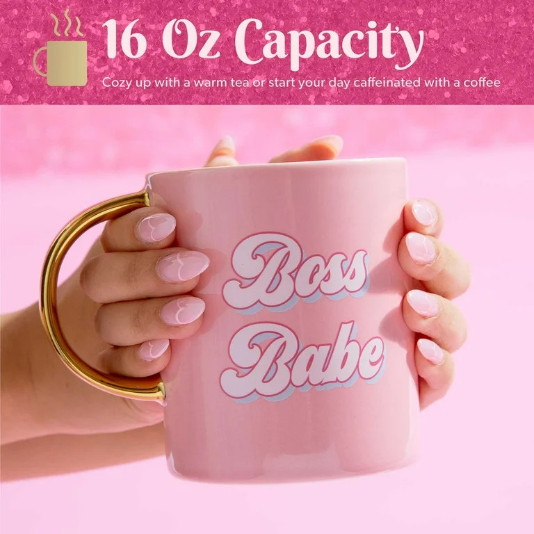 Paris Hilton Ceramic Coffee Mug, Large Coffee Cup with Gold Handle, 16 Ounces, Boss Babe | Walmart (US)