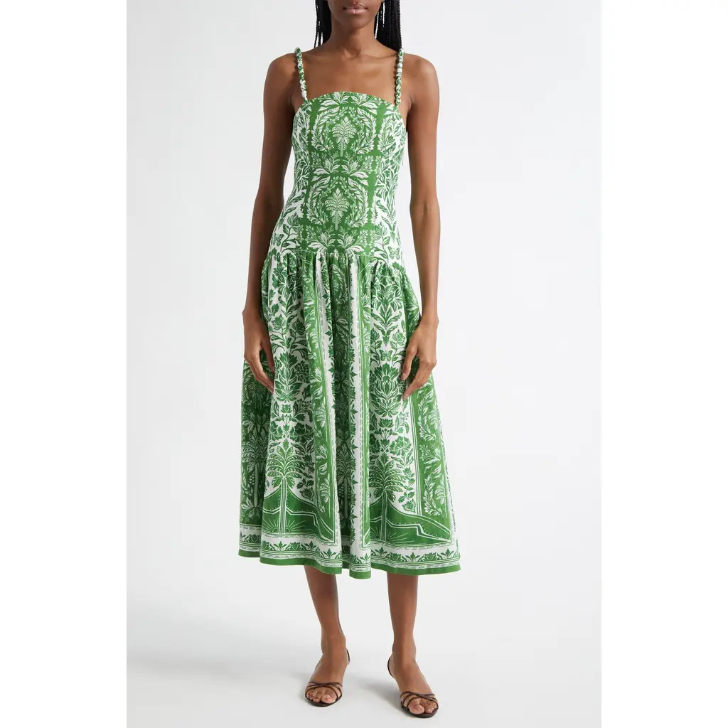 FARM Rio Delicate Tapestry Midi Dress in Green at Nordstrom, Size X-Large | Nordstrom
