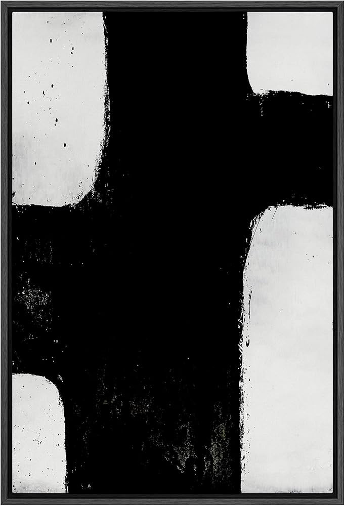 SIGNFORD Framed Canvas Print Wall Art Geometric Black White Grunge Landscape Abstract Shapes Illu... | Amazon (US)