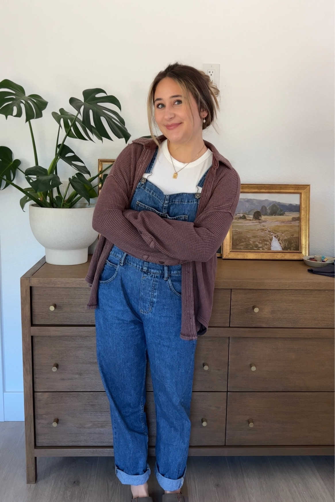fall fashion, cozy fall outfit, overall outfit, waffle knit shacket, fall outfit inspiration 

#LTKSeasonal #LTKFind #LTKunder50