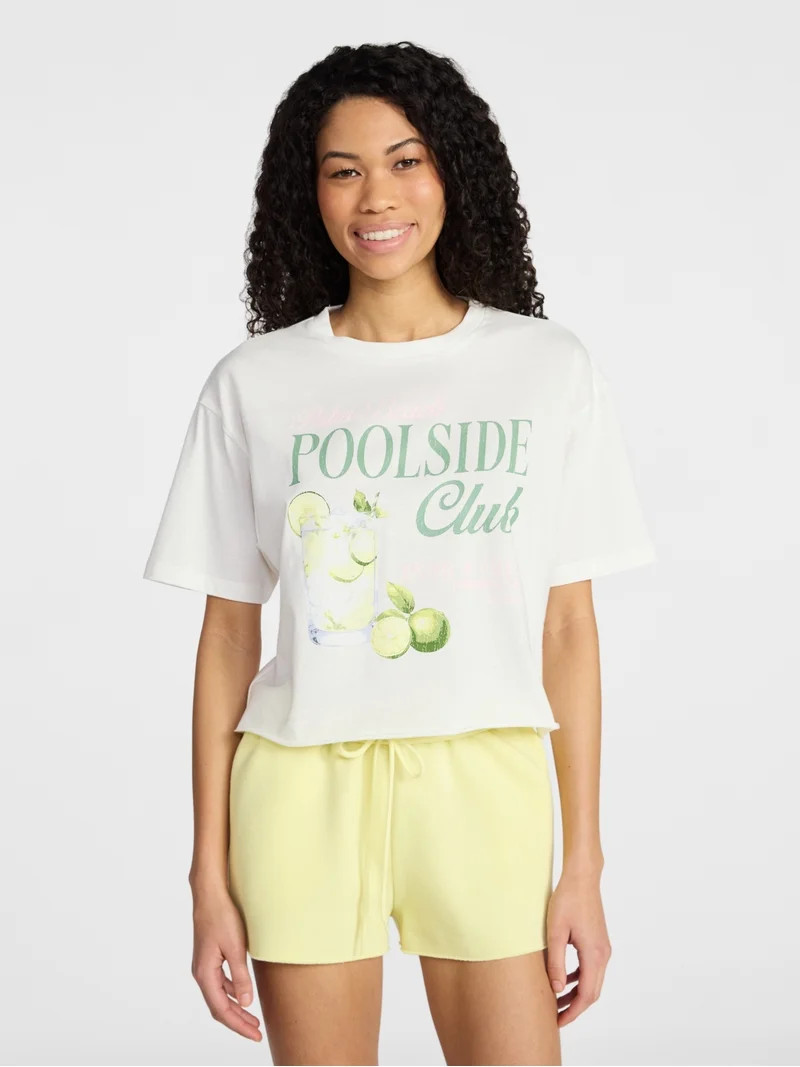 No Boundaries Boxy Cropped Graphic Tee, Women's XXS-XXL | Walmart (US)