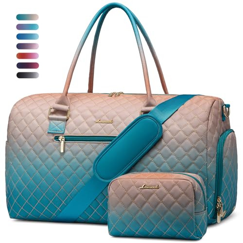 LOVEVOOK Gradient Gym Bag for Women Men,Travel Duffle Bag with Toiletry Bag,Carry on Tote Bag Weekender Overnight Bag with Wet Pocket and Shoes Compartment,Sport Duffel Bag for Yoga Swim Dance | Amazon (US)