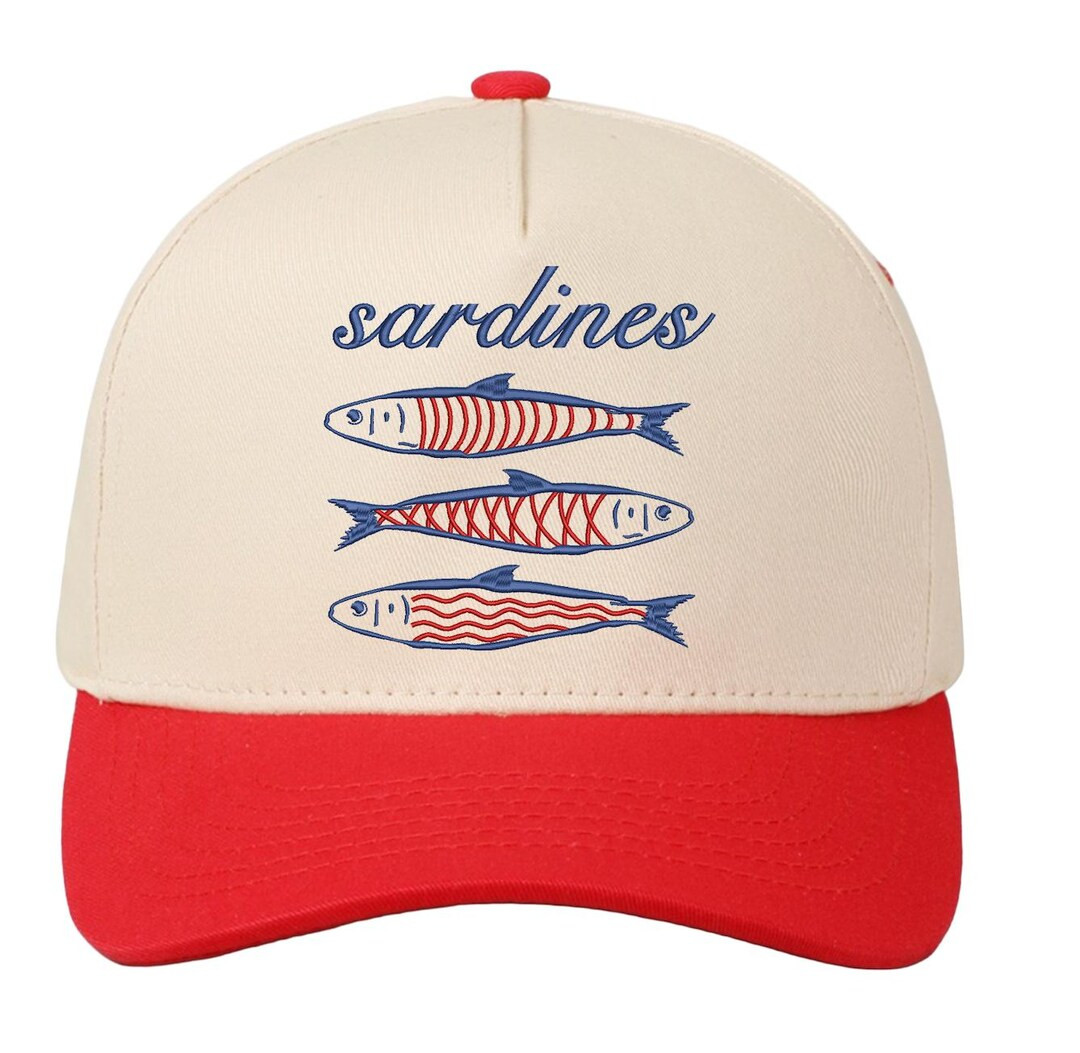 Kids Embroidered Sardines Two Tone Panel Hat, Youth Hat, Funny Sardine, Seaside, Vacation Hat, Be... | Etsy (US)