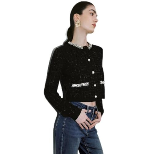 URBAN REVIVO Women's Knit Cardigan Sweaters 2024 Fall Fashion Long Sleeve Pearl Button Down Shirts Tops Blouse Black | Amazon (US)