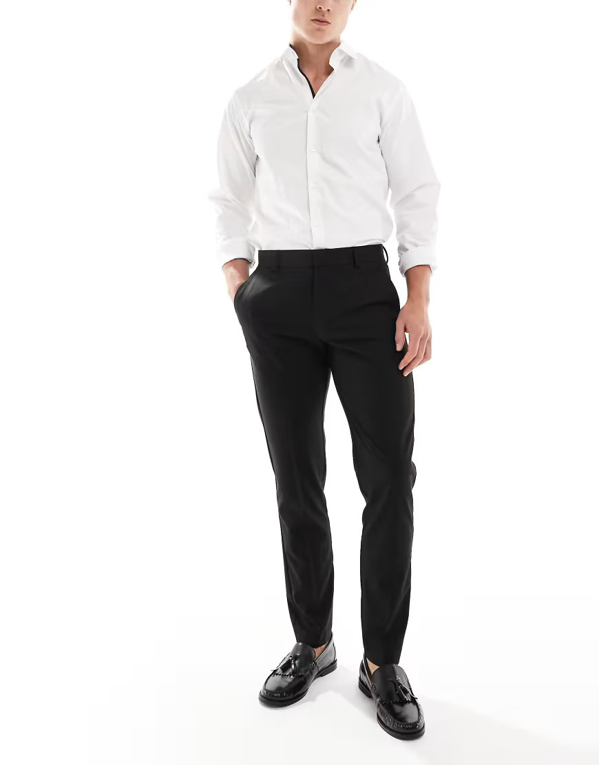ASOS DESIGN dressy tapered fit pants in black | ASOS (Global)