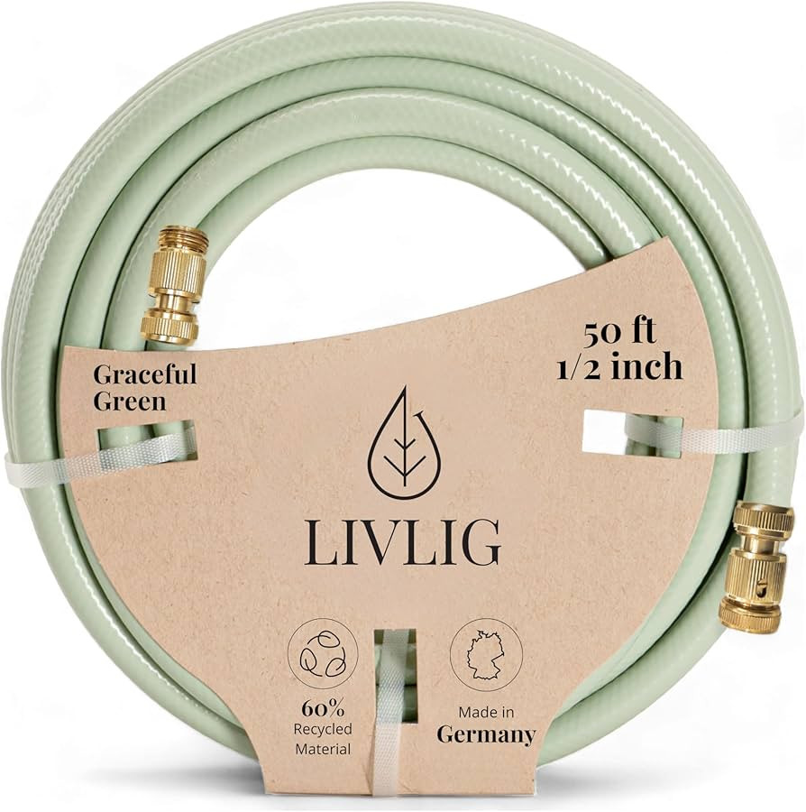 LIVLIG Design Garden Hose 50 ft 1/2 inch, For Any Nozzle, Brass Quick Connect, Water Hose Made in... | Amazon (US)