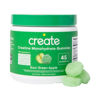 Create Wellness Creatine Monohydrate Sports Nutrition Supplements Gummies - Sour Green Apple - 8oz/45ct | Target