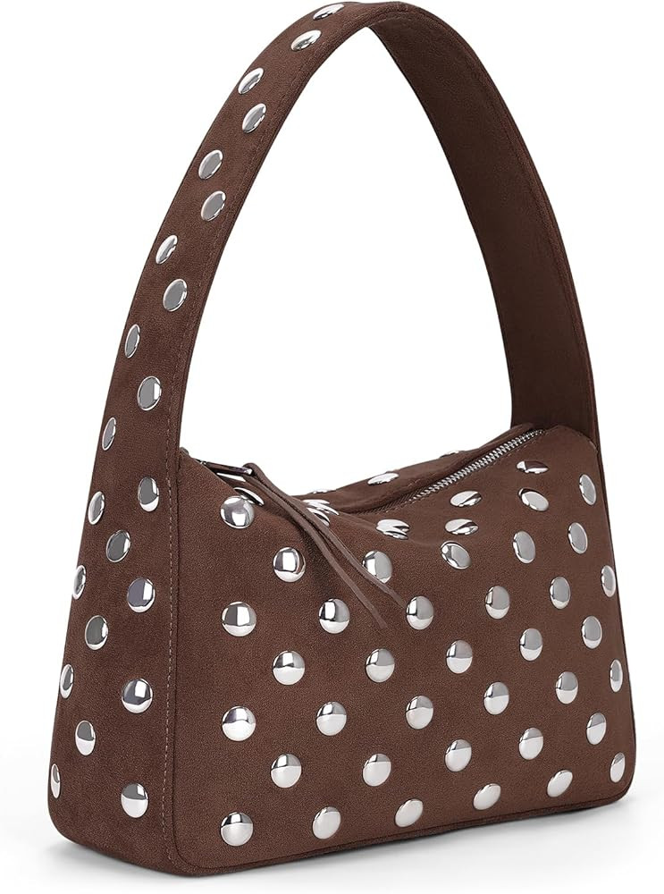 YFGBCX Studded Purses Black Shoulder Bag Y2K Purse for Women Handbag Soft Leather Fall Purse | Amazon (US)