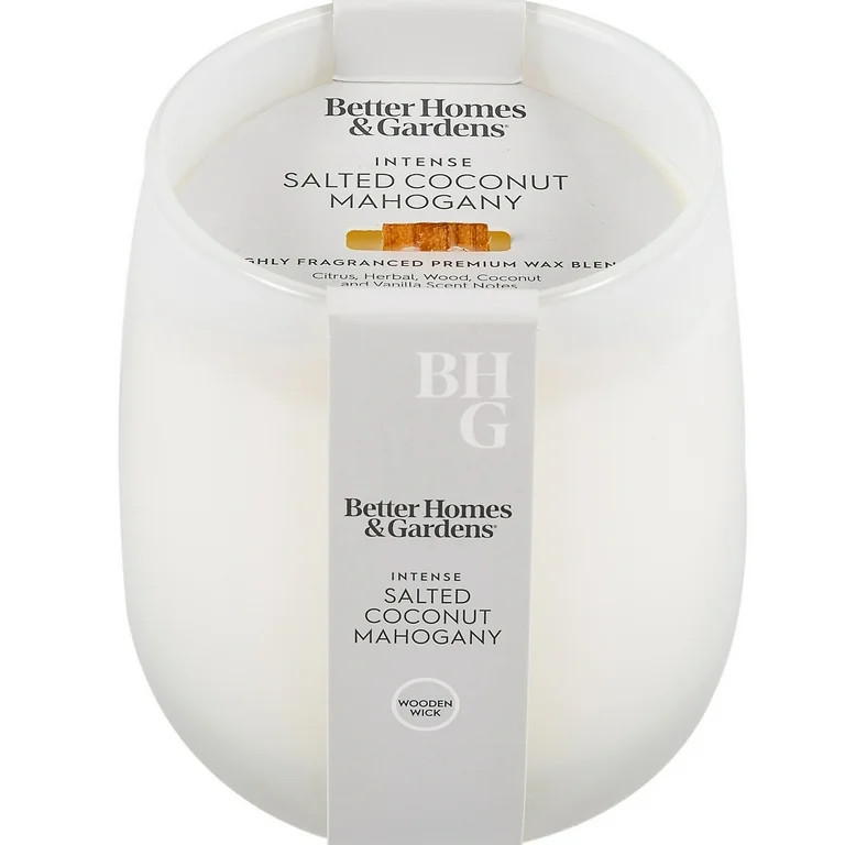 Better Homes & Gardens Intense Salted Coconut Mahogany Scented Wooden Wick Glass Jar Candle 14.5o... | Walmart (US)