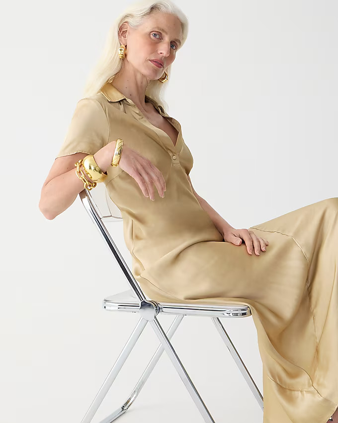 Short-sleeve maxi slip dress in luster crepe | J. Crew US