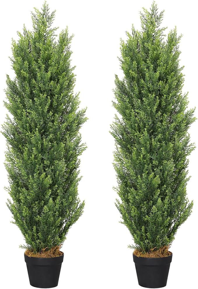 THE BLOOM TIMES 2 Pack 4ft Topiary Trees Artificial Outdoor Cedar Pine 4 Foot Fake Outdoor Plants... | Amazon (US)