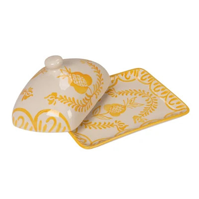 Hand-Painted Stoneware Butter Dish With Botanical Design | Wayfair North America