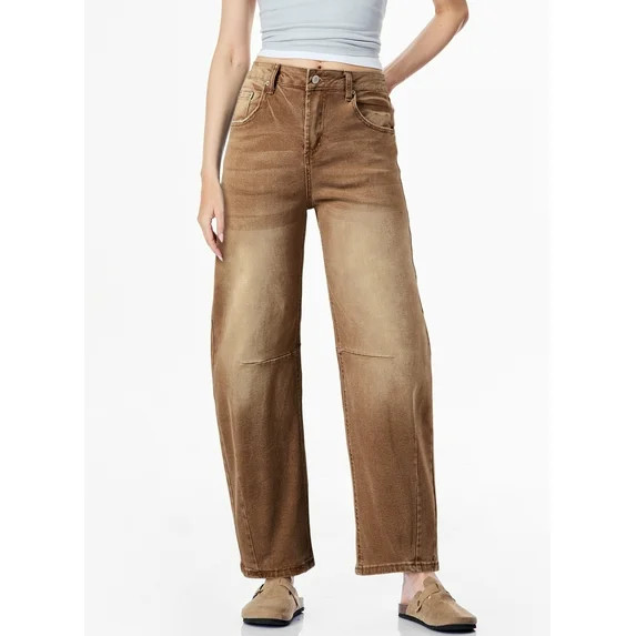 DOKOTOO Women's Barrel Jeans Wide Leg Vintage Mid Rise Y2k Baggy Boyfriend Ankle Denim Pants | Walmart (US)