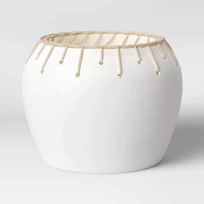 7" x 9" Rattan Ceramic Table Planter White - Opalhouse™ | Target