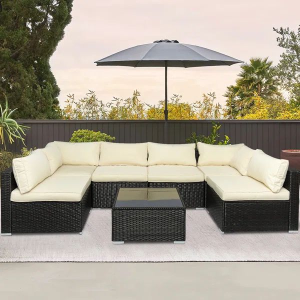 7 Pieces Outdoor Patio Furniture Set, All Weather Rattan Sectional Sofa Couch, Wicker Rattan Pati... | Wayfair North America