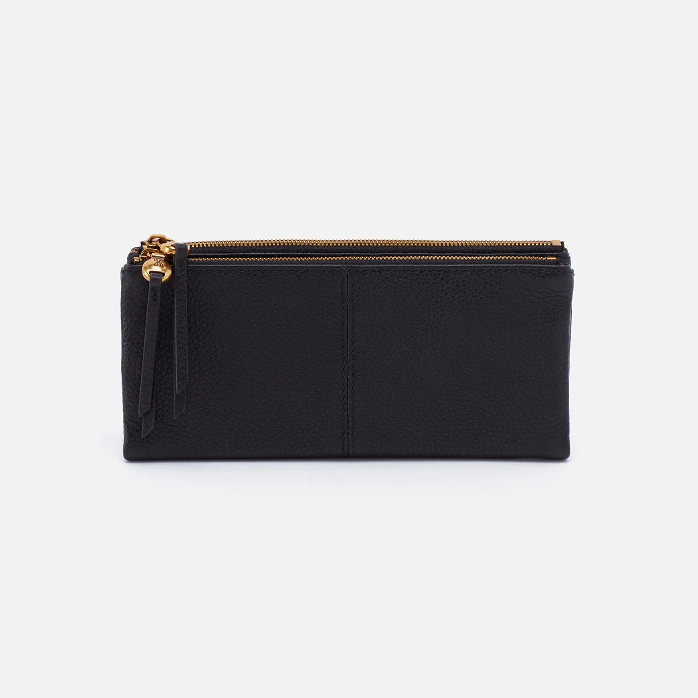 Keen Large Zip Top Continental Wallet in Pebbled Leather - Black | HOBO Bags