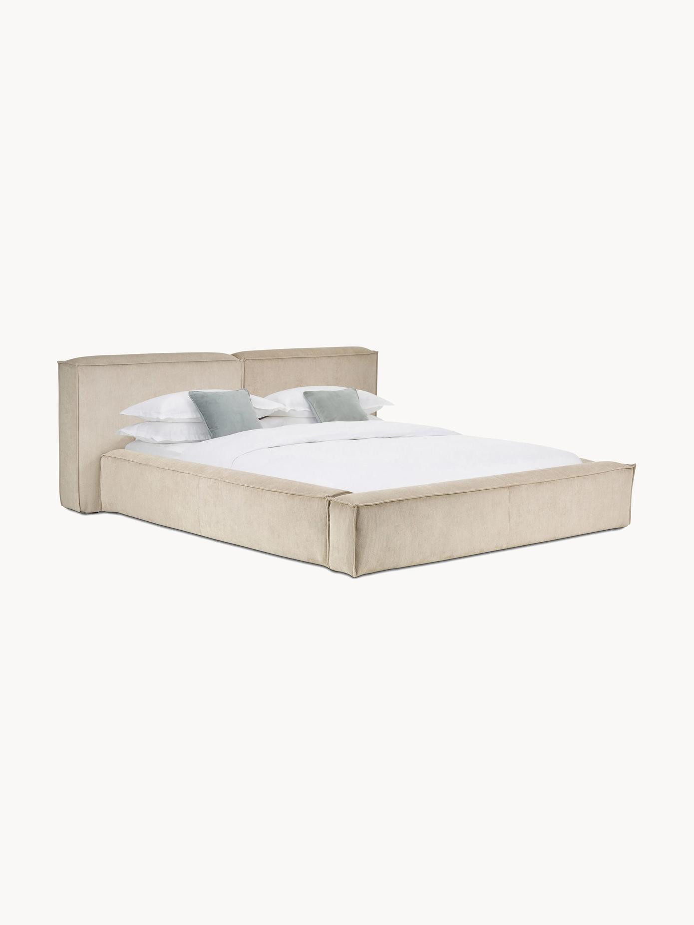 Upholstered bed Lennon made of corduroy with storage space | Westwing EU