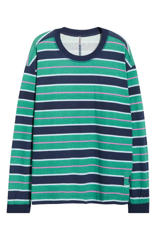 Free People Printed Hustle Layer T-Shirt in Navy/Green Glow at Nordstrom, Size X-Large | Nordstrom