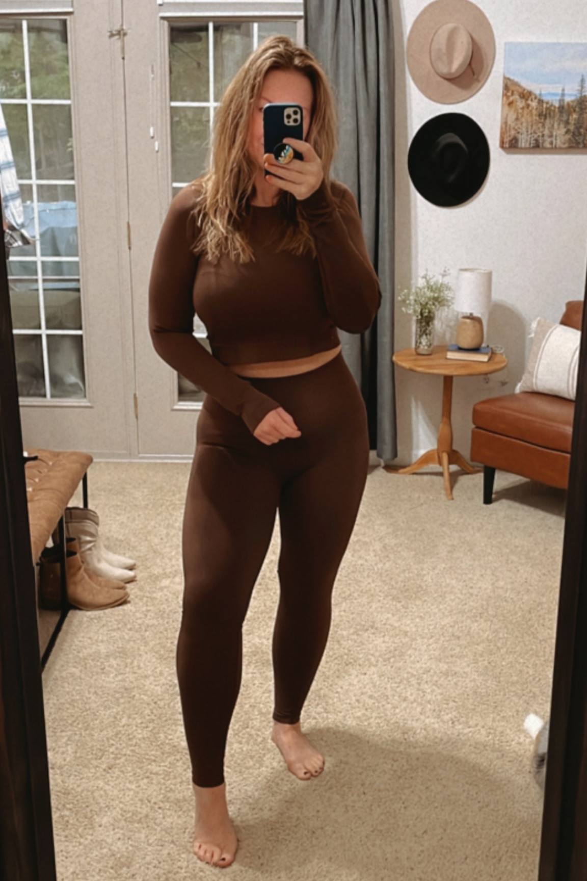 Seamless workout look of the day. Crop top. High waisted leggings. Several colors to choose from. 
I’m wearing large in top, medium in leggings  

#LTKmidsize #LTKfitness #LTKover40