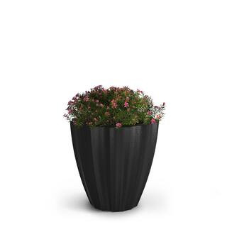 Sedona 18 in. Round Self-Watering Black Polyethylene Planter | The Home Depot