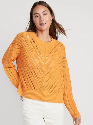 Chevron Open-Knit Sweater for Women | Old Navy (US)