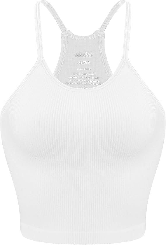 ODODOS Women's Crop Washed Seamless Camisole Crop Tank Tops | Amazon (US)