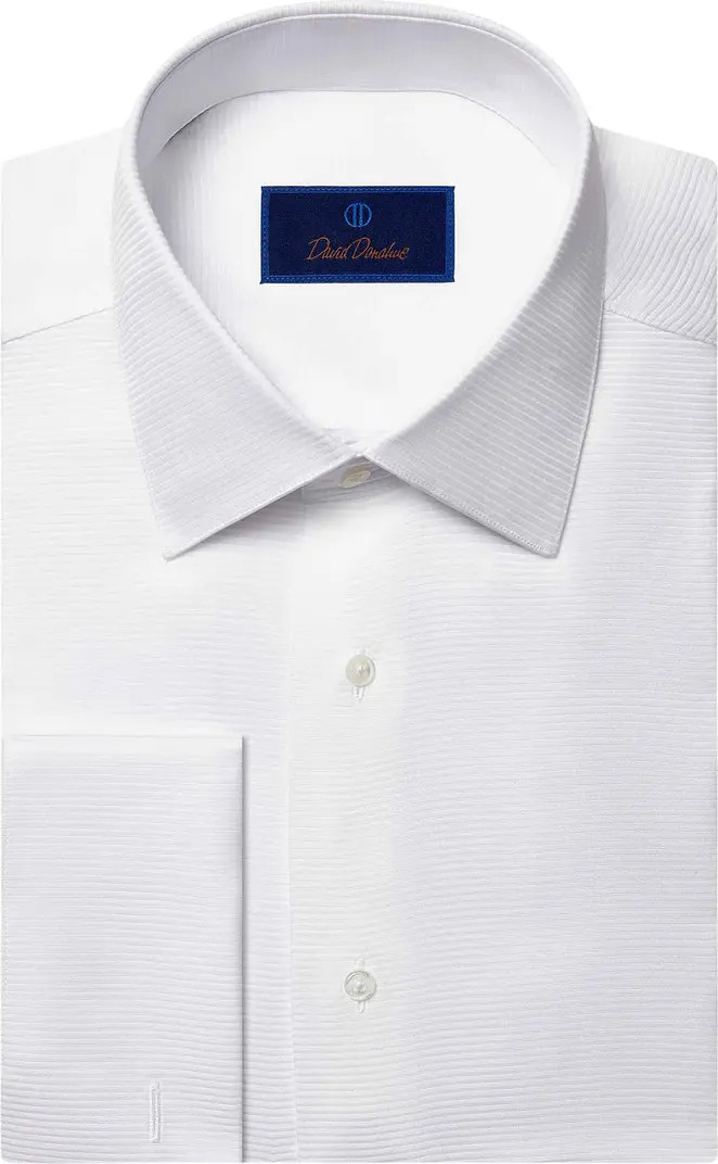 David Donahue Trim Fit Horizontal Rib French Cuff Formal Shirt | Nordstrom | Nordstrom
