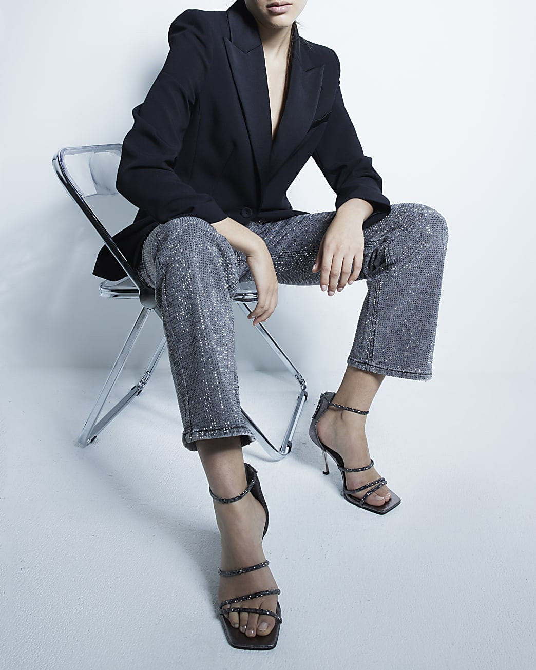 Silver Strapped Heeled Sandals | River Island UK & IE