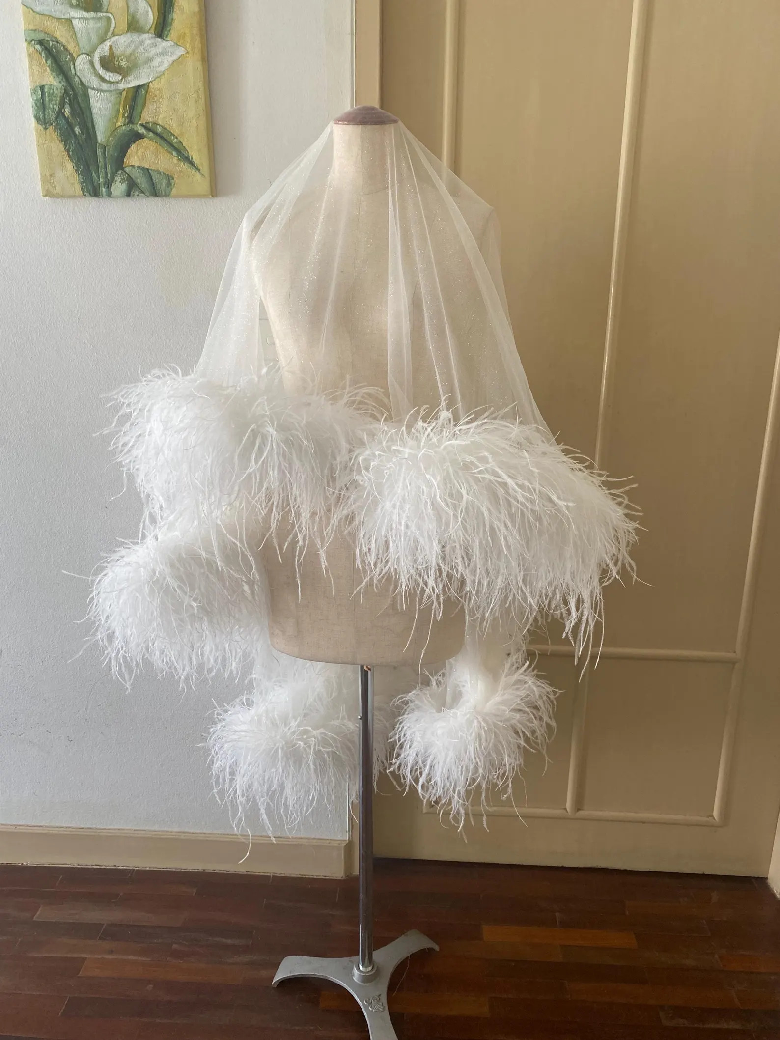 Custom White Sparkling Feathers Wedding Veil for Bride,personalized Feathers Cape for Bridesmaids... | Etsy (US)