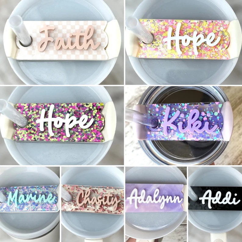 Personalized Tumbler Topper, Glitter Sparkly Nameplate for Lids, Tumbler Accessories, 20 Oz, 30 O... | Etsy (US)