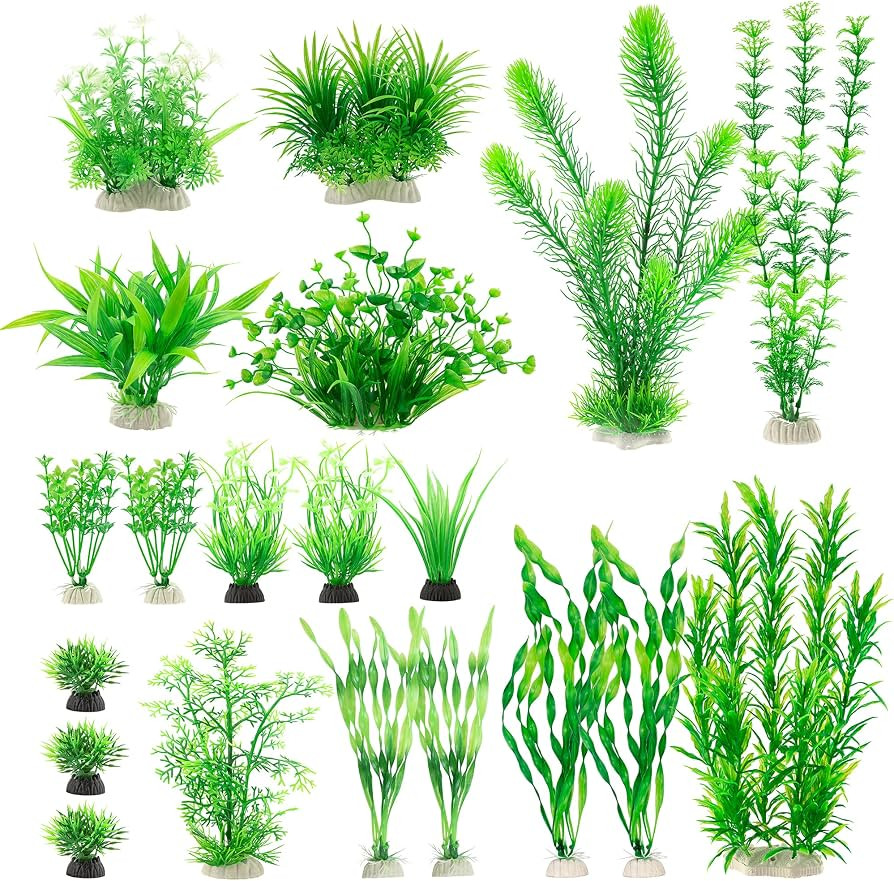 MyLifeUNIT Aquarium Plants, 20 Pack Artificial Fish Tank Plants for Aquarium Decorations (Green) | Amazon (US)