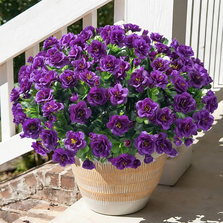 Artificial Faux Outdoor Flowers Plants for Spring Summer Decoration, Fake Silk Camellia UV Resist... | Amazon (US)