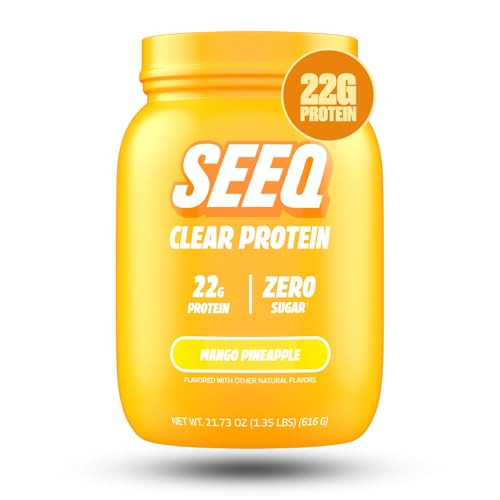 SEEQ Clear Protein Powder - Mango Pineapple - 22 Servings - 22g Clear Whey Protein Isolate - Zero Sugar - 0g Lactose - Allergen Friendly - GLP1 Support - Bone Health - Muscle Post Workout Recovery | Amazon (US)