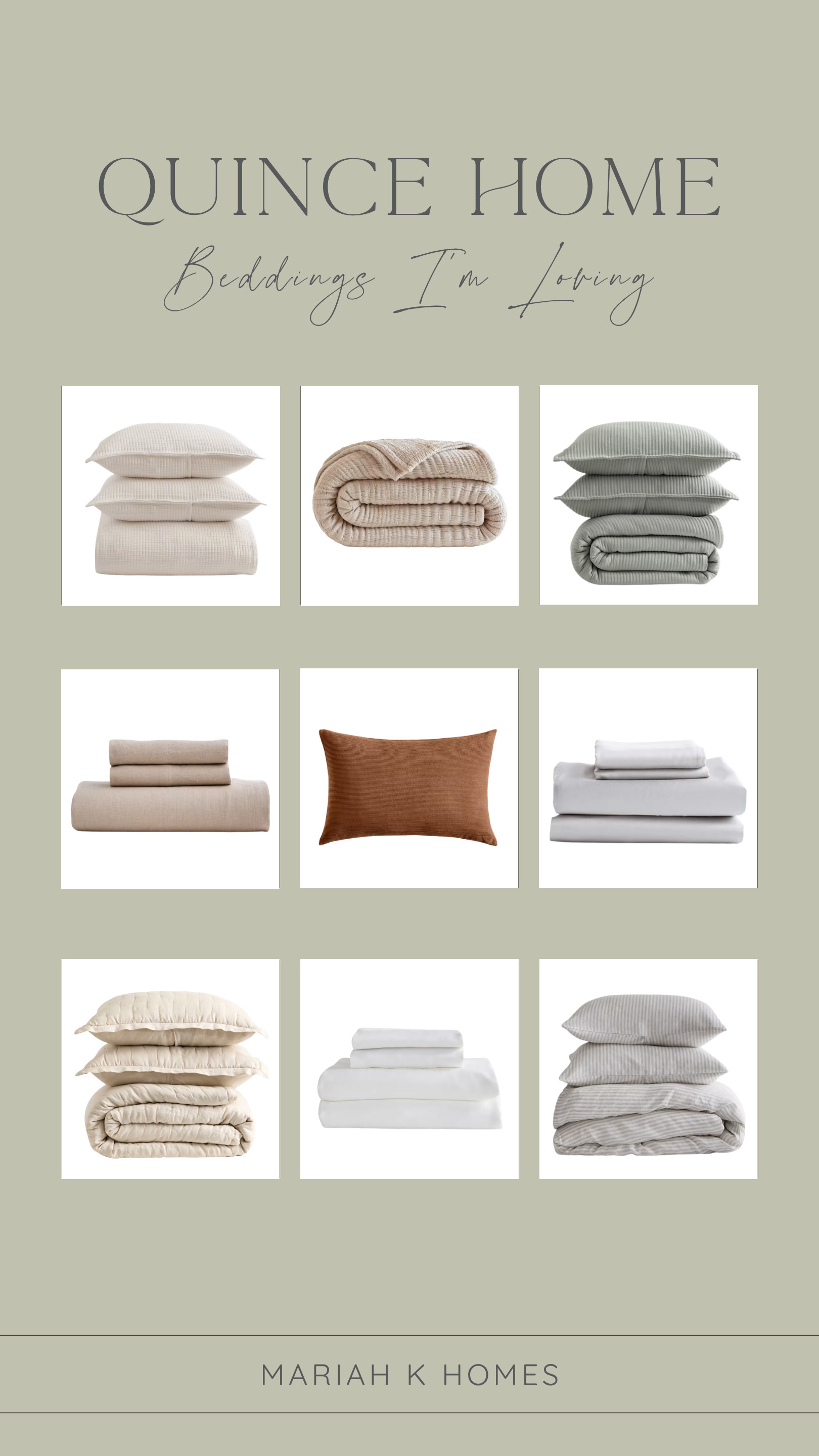 You guys know how much I love Quince bedding! Luxurious, soft, dreamy, high-quality, and affordable. These are a few of my favorite pairings that can take you from summer into fall with just a few simple swaps! #quincehome #quincebeddings #mariahkoehle #mariahkhomes #socialagentcircle #expluxury #exprealty 

 #LTKHome #LTKSaleAlert