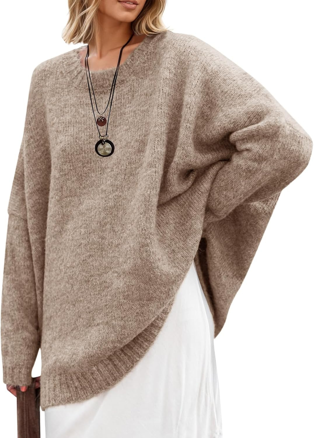 Saodimallsu Womens Oversized Tunic Sweaters Chunky Knit Slouchy Pullover | Amazon (US)