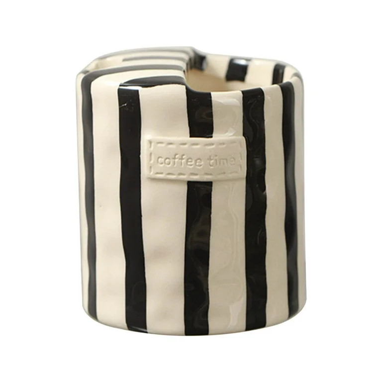 European Vintage Striped Ceramic Coffee Mug, 300ml Double-Wall Porcelain Cup for Hot Drinks, Eleg... | Walmart (US)