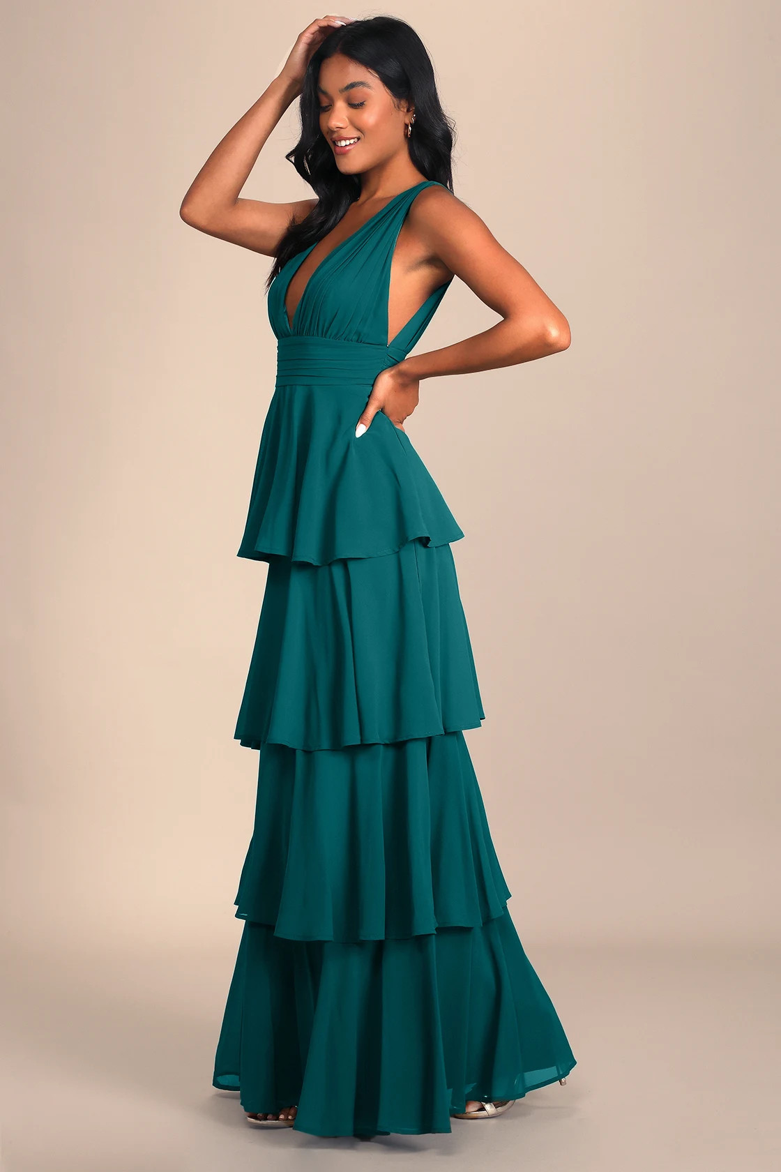 Amazing Evening Hunter Green Tiered Maxi Dress | Lulus