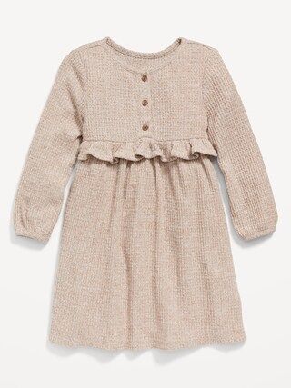 Long-Sleeve Thermal-Knit Henley Dress for Toddler Girls | Old Navy (US)