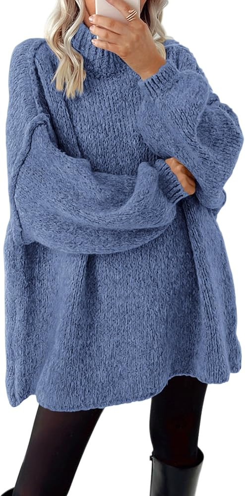 BTFBM Sweaters for Women Fall 2025 Long Sleeve Mock Neck Cable Knit Oversized Sweater Pullover To... | Amazon (US)