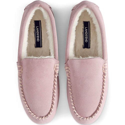 Women's Suede Leather Moccasin Slippers | Lands' End (US)