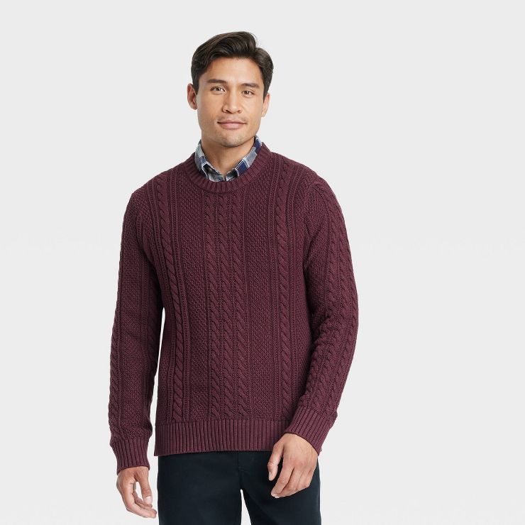 Men's Crew Neck Cable Knit Pullover - Goodfellow & Co™ | Target