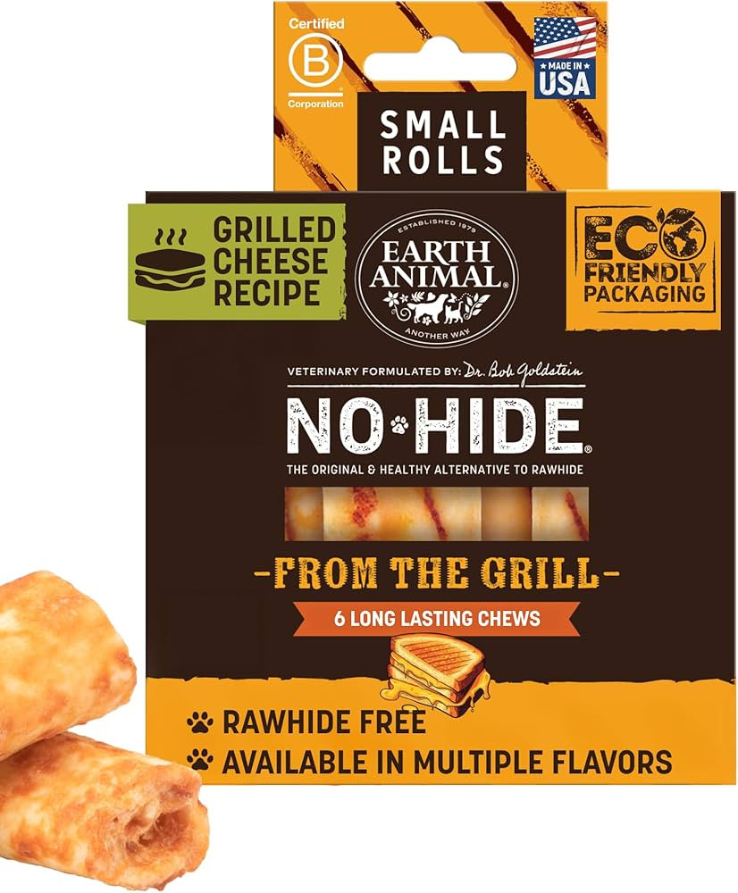 Earth Animal No Hide Chews - from The Grill Rolls Grilled Cheese Vegetarian Flavor Rawhide Free S... | Amazon (US)