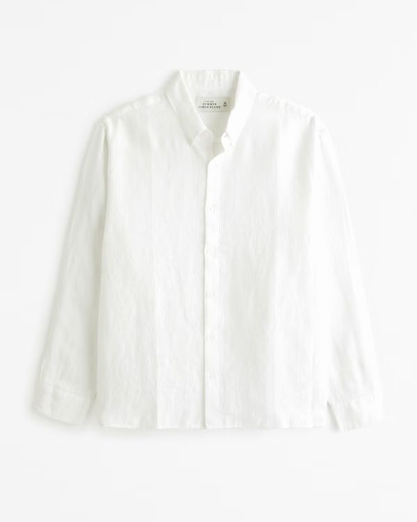 Summer Linen-Blend Button-Up Shirt | Abercrombie & Fitch (US)